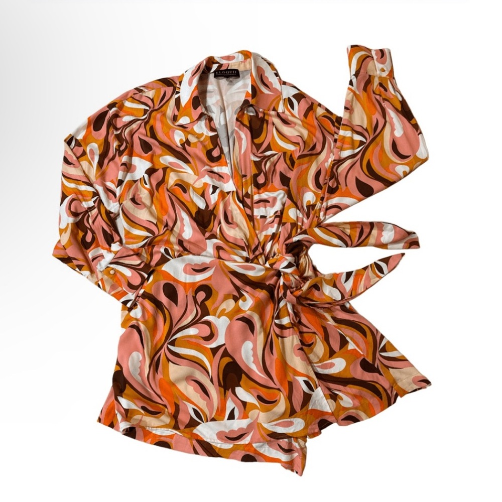 Eloquii Swirl Pattern Wrap Romper